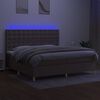 vidaXL Krevet box spring s madracem LED smeđesivi 200x200 cm tkanina