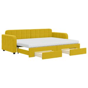 vidaXL Dnevni krevet na razvlačenje s ladicama žuti 80 x 200 cm bar&scaron;un