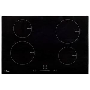 vidaXL Indukcijska ploča za kuhanje s 4 plamenika staklena 77 cm 7000W