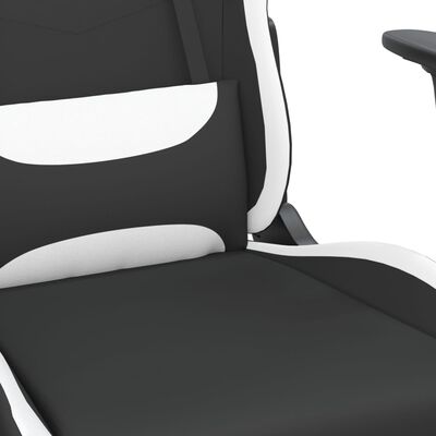 vidaXL Masažna igraća stolica od tkanine s osloncem crno-bijela