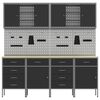 vidaXL Radni ormar s ladicama 10 pcs Crna Inženjerska drva i čelik