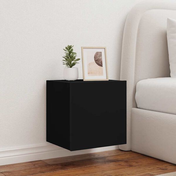 vidaXL Zidni TV ormarić s LED svjetlima crni 40,5 x 35 x 40 cm