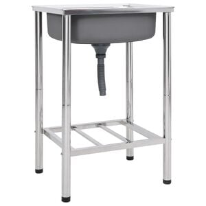 vidaXL Sudoper za kampiranje s jednom kadicom od nehrđajućeg čelika