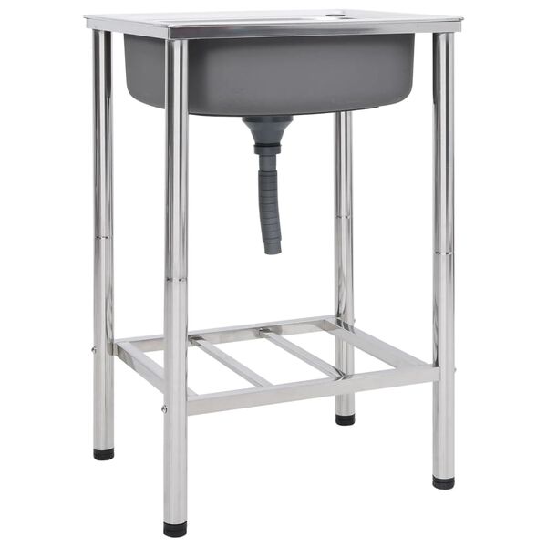 vidaXL Sudoper za kampiranje s jednom kadicom od nehrđajućeg čelika