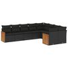 vidaXL 9-dijelni set vrtnih sofa s jastucima crni od poliratana