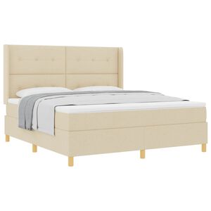 vidaXL Krevet s opruga kutije s uzglavljem Krema 180 x 200 cm tkanina