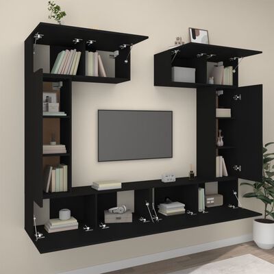 vidaXL 6-dijelni set TV ormarića crni od konstruiranog drva