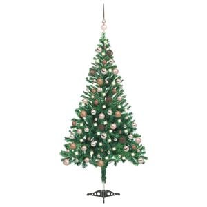 vidaXL Umjetno osvijetljeno božićno drvce s kuglicama 120 cm 230 grana