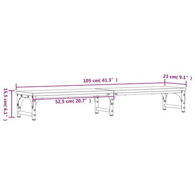 vidaXL Stalak za monitor siva boja hrasta 105 x 23 x 15,5 cm drveni