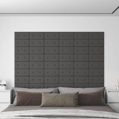 vidaXL Zidne ploče od umjetne kože 12 kom sive 30 x 15 cm 0,54 m²
