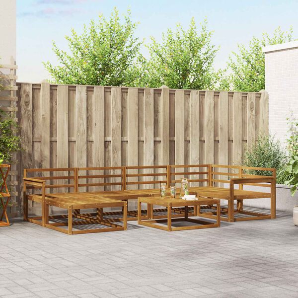 vidaXL Set vanjskih sofa 7 pcs Prirodna Čvrsto drvo akacije