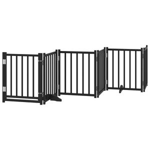 vidaXL Vrata za pse s vratima sklopiva 6 panela crna 300 cm