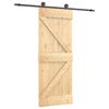 vidaXL Klizna vrata Prirodna i crna 85 x 210 cm Čvrsta borovina
