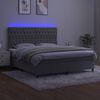 vidaXL Krevet box spring s madracem LED svjetlosivi 160x200 cm bar&scaron;un