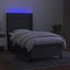 vidaXL Krevet box spring s madracem LED tamnosivi 90x190 cm tkanina