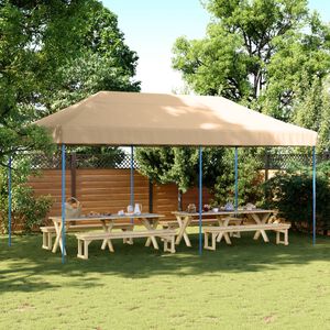 vidaXL Sklopivi prigodni &scaron;ator za zabave bež 580x292x315 cm