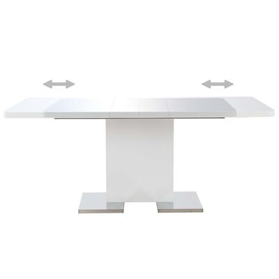 vidaXL Produživi blagovaonski stol visoki sjaj bijeli 180x90x76 cm MDF