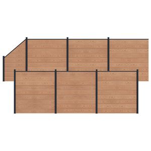 vidaXL Panel ograde 7 pcs WPC i aluminij Smeđa