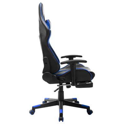 vidaXL Igraća stolica od umjetne kože s osloncem za noge crno-plava