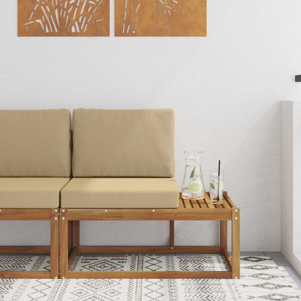 vidaXL Vanjski krajnji kauč s jastukom Prirodna 91 x 63 x 73 cm