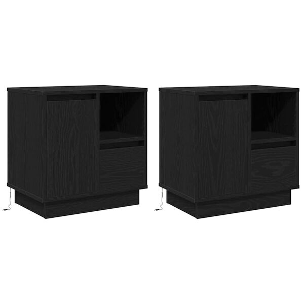 vidaXL Noćni ormar s ladicama 2 pcs Crni hrast 50 x 34,5 x 50 cm.