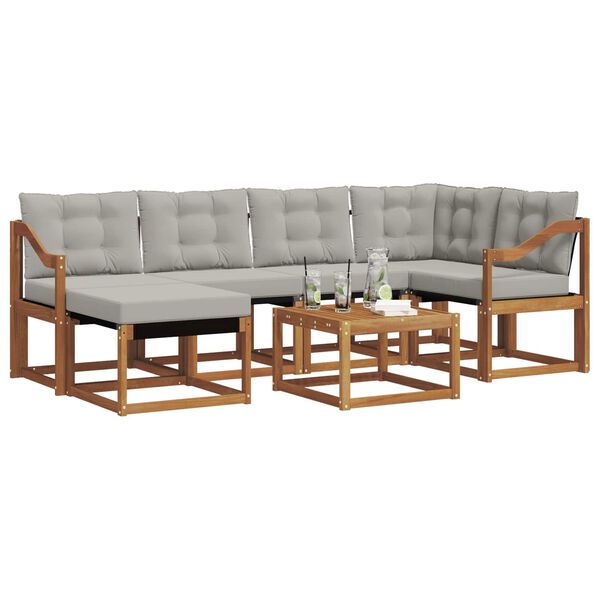 vidaXL Set vanjskih sofa s jastukom 7 pcs Prirodna i svijetlo siva