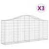 vidaXL Lučne gabionske ko&scaron;are 3 kom 200x30x80/100 cm pocinčano željezo