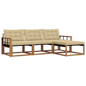 vidaXL Set vanjskih sofa s jastukom 4 pcs Prirodna i bež