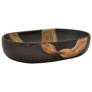 vidaXL Nadgradni umivaonik crni ovalni 59x40x14 cm keramički