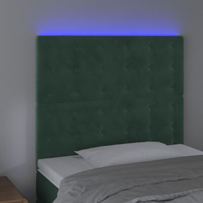vidaXL LED uzglavlje tamnozeleno 100x5x118/128 cm baršunasto