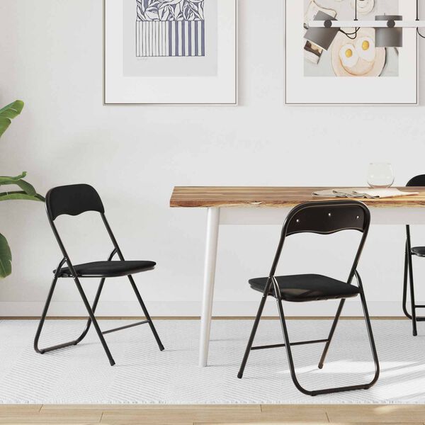 vidaXL Sklopiva stolica 2 pcs Crna 48 x 44 x 78 cm Bar&scaron;un