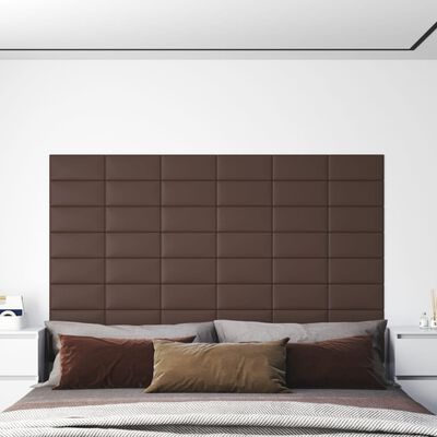 vidaXL Zidne ploče od umjetne kože 12 kom smeđe 30 x 15 cm 0,54 m²