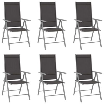 vidaXL Sklopive vrtne stolice 6 kom od tekstilena crne