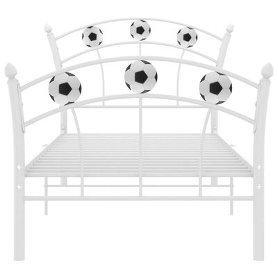 vidaXL Okvir za krevet s nogometnim uzorkom bijeli metal 90 x 200 cm