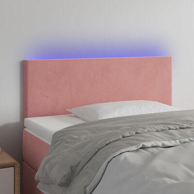 vidaXL LED uzglavlje ružičasto 80 x 5 x 78/88 cm baršunasto