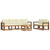 vidaXL Set vanjskih sofa 7 pcs Prirodna i krem Čvrsto drvo akacije