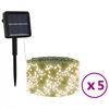 vidaXL Solarna vilinska svjetla 5 kom 5 x 200 LED topla bijela