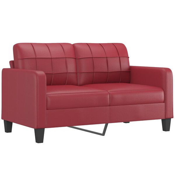 vidaXL 3-dijelni set sofa s jastucima boja vina od umjetne kože