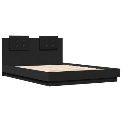 vidaXL Okvir za krevet s uzglavljem crni 140x200 cm konstruirano drvo