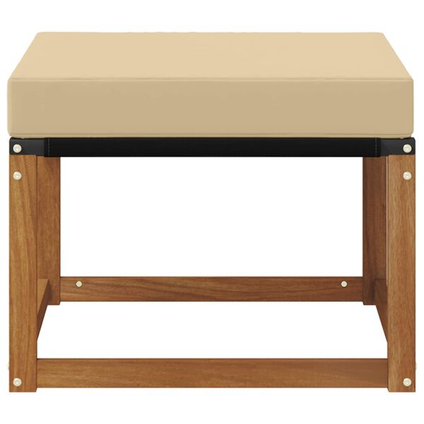 vidaXL Vanjski otoman Masivno bagremovo drvo, Tekstilen Prirodna