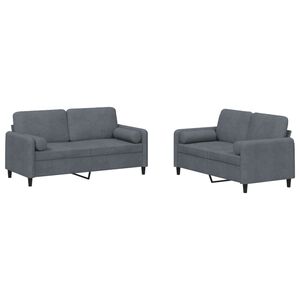 vidaXL 2-dijelni set sofa s jastucima tamnosivi bar&scaron;unasti