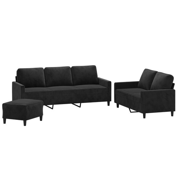 vidaXL 3-dijelni set sofa s jastucima crni bar&scaron;unasti