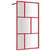 vidaXL Stijenka za walk-in tu&scaron; sa staklom ESG crvena 115 x 195 cm