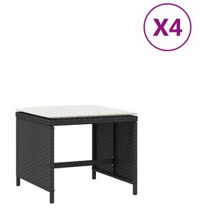 vidaXL Vrtni taburei s jastucima 4 kom crni 41x41x36 cm od poliratana