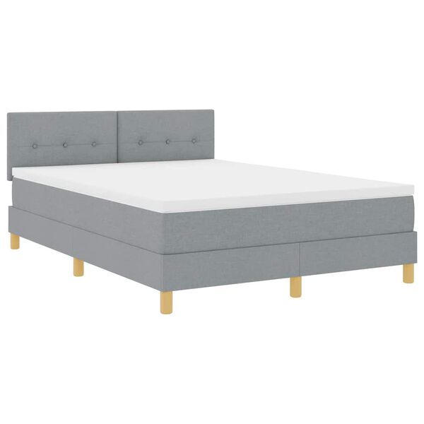 vidaXL Boxspring krevet s madracem Svjetlosiva 140 x 190 cm tkanina