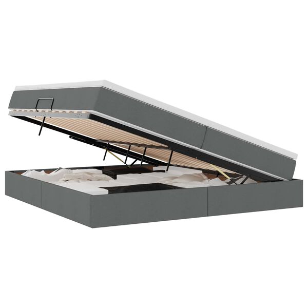 vidaXL Krevet s madracem i skladi&scaron;tem Tamno siva 200 x 200 cm