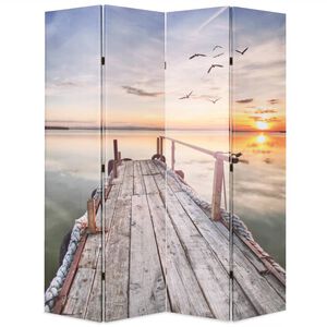 vidaXL Sklopiva sobna pregrada s uzorkom jezera 160 x 170 cm