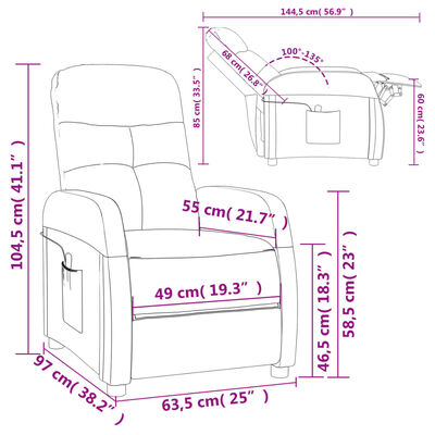 vidaXL Masažna fotelja od tkanine tamnozelena