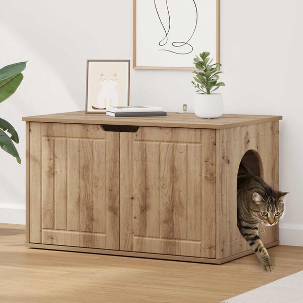 vidaXL Mačja Kuća Umjetnička hrastovina 85 x 55 x 50,5 cm