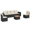 vidaXL 7-dijelni set vrtnih sofa od poliratana s jastucima crni